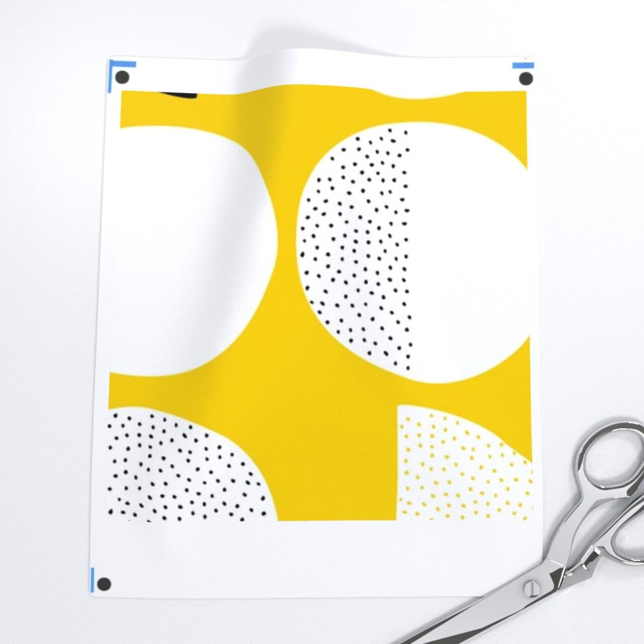Mod Scandinavian Retro Geometric Yellow Black Mid Century Circles Custom Printed Fabric by Spoonflower Various Fabrics by the Yard or Fat Quarter